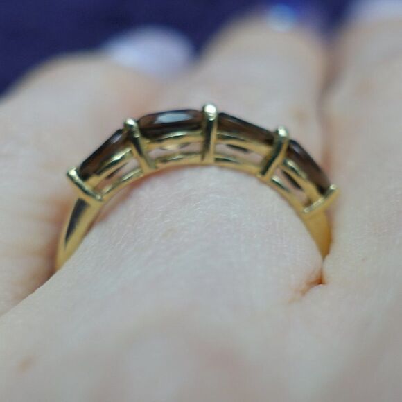 vintage smoky quartz marquis gold band - Picture 4 of 5